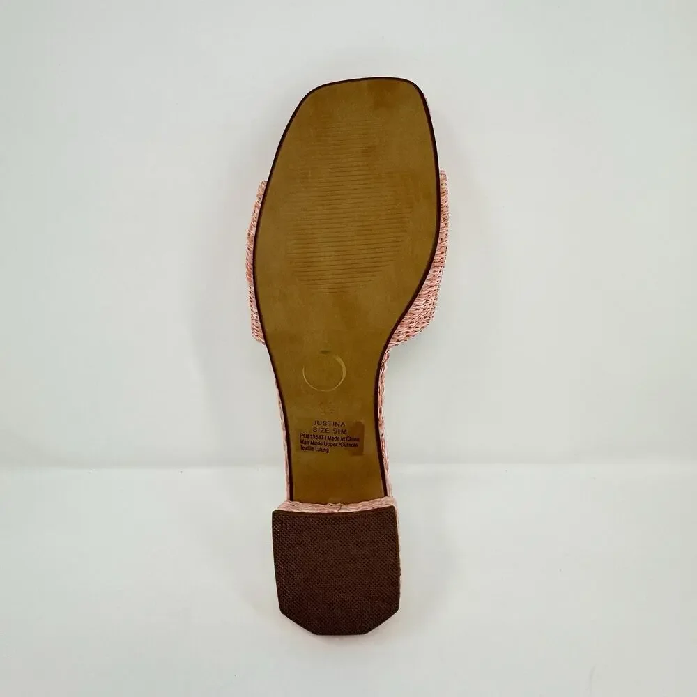 Journee Collection Justina Pink Raffia Slide Sandals Women’s 9.5